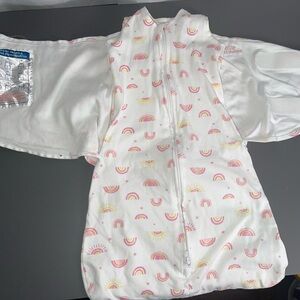 Halo White and Pink Sleep Sacks with Ruffled Details. Small 3-6 months.